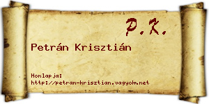 Petrán Krisztián névjegykártya